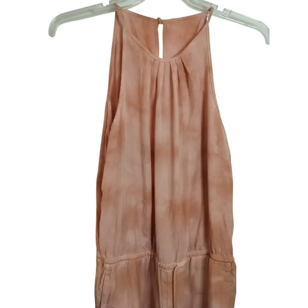 3535) Anthropologie Cloth & Stone Pink Tie Dye Tencel Jumpsuit Size Large
